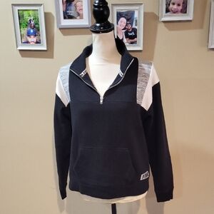 PINK Victoria's Secret Black and Gray Women's Quarter-Zip Top